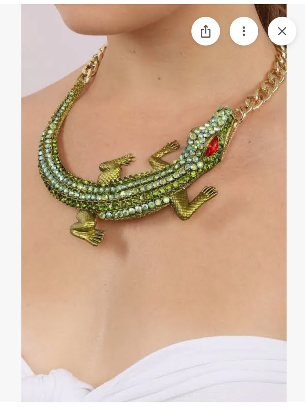 Eye Candy Los Angeles Alligator Gecko Statement Bib Collar Necklace